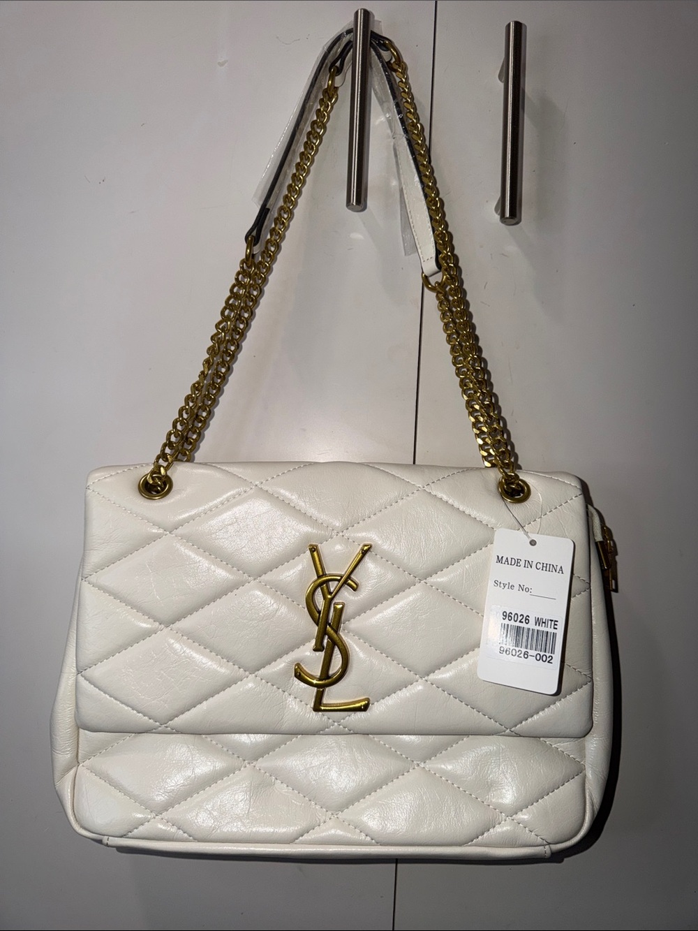 Not Rated White Quilted Shoulder Bag with Gold Hardware